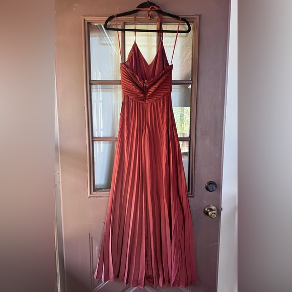 Express Orange/Brown Pleated Maxi Dress - Picture 5 of 12